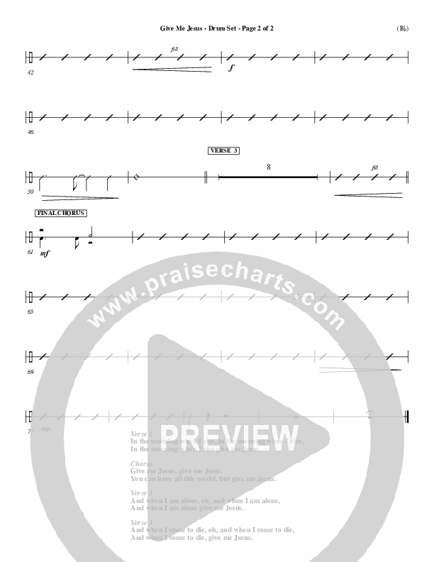 Give Me Jesus Drum Set (Fernando Ortega)