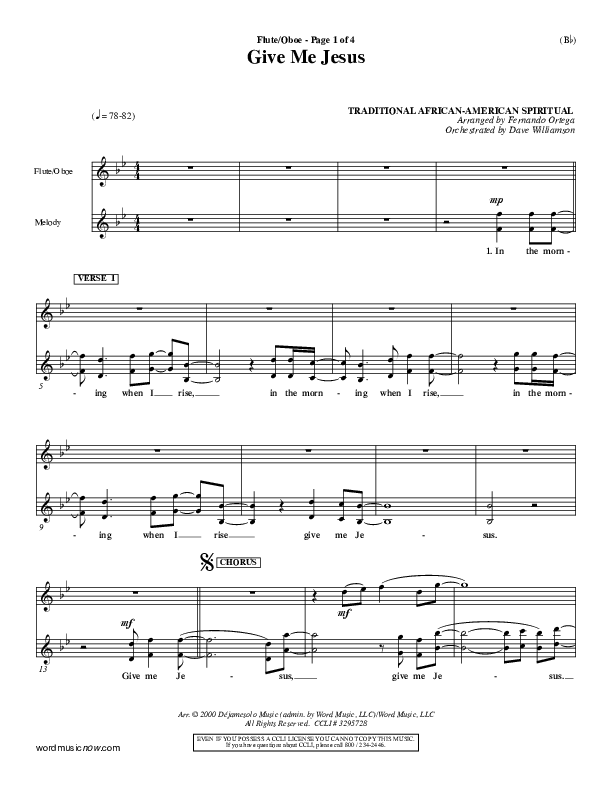 Give Me Jesus Flute/Oboe (Fernando Ortega)