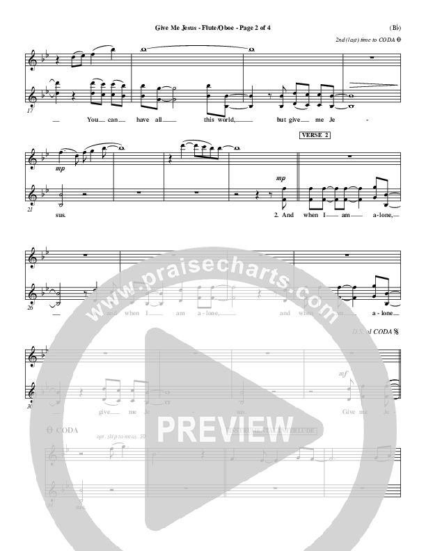 Give Me Jesus Flute/Oboe (Fernando Ortega)