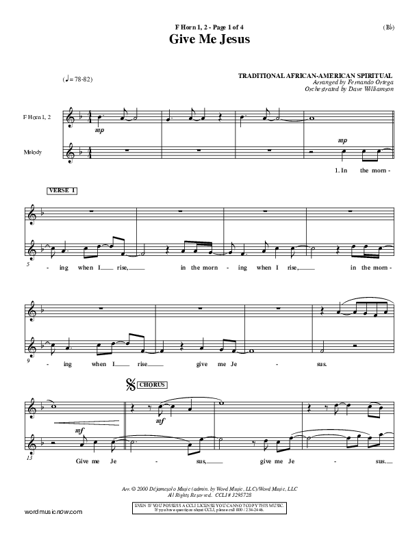 Give Me Jesus French Horn (Fernando Ortega)