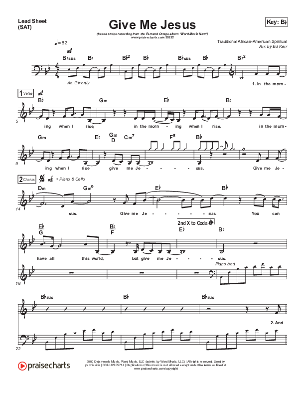 Give Me Jesus Lead Sheet (SAT) (Fernando Ortega)