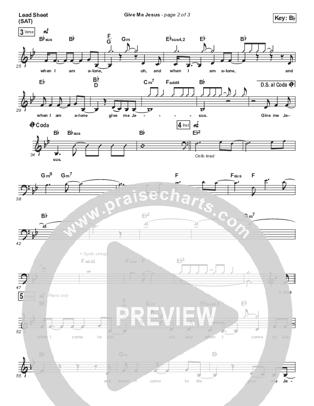 Give Me Jesus Lead Sheet (SAT) (Fernando Ortega)