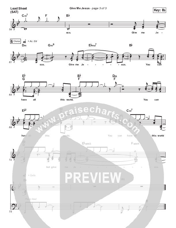 Give Me Jesus Lead Sheet (SAT) (Fernando Ortega)