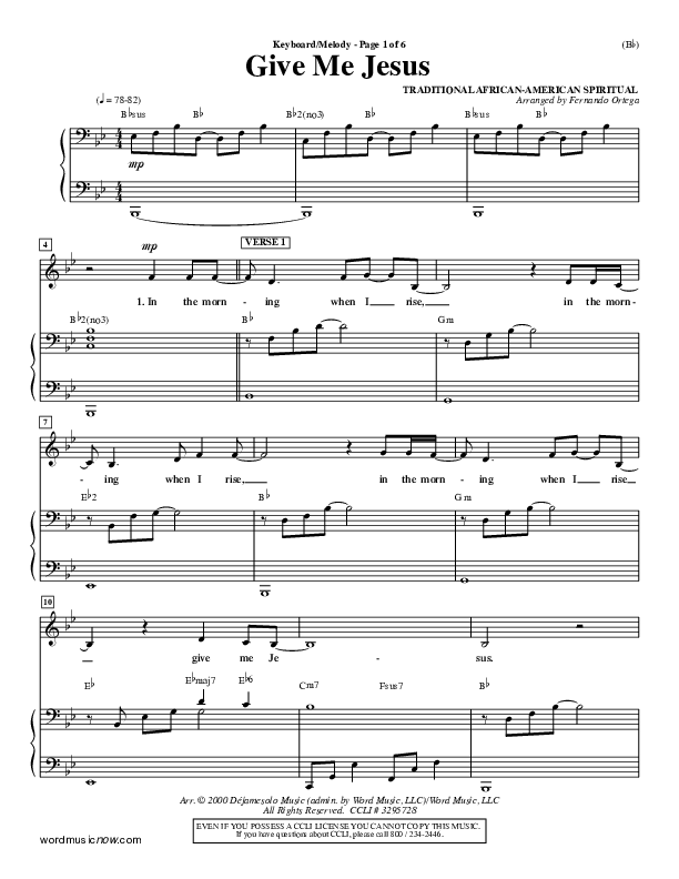 Give Me Jesus Piano Sheet (Fernando Ortega)