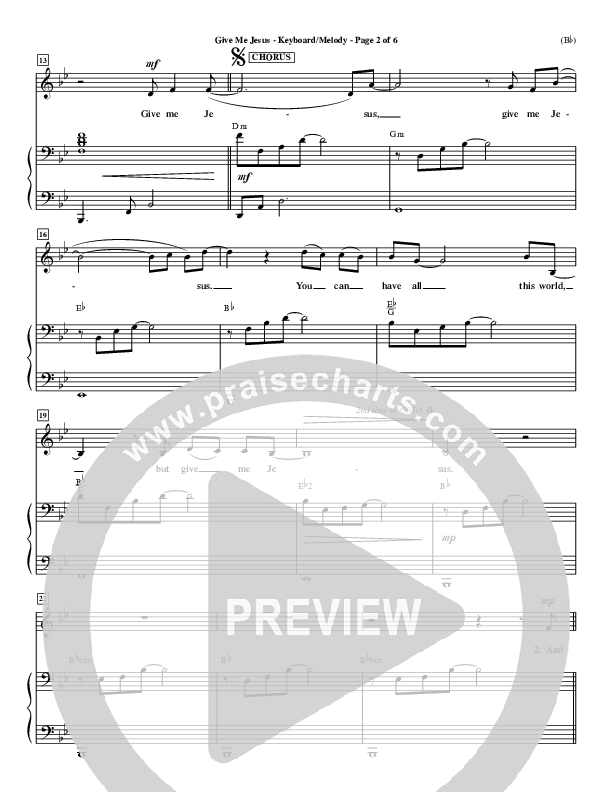 Give Me Jesus Piano Sheet (Fernando Ortega)