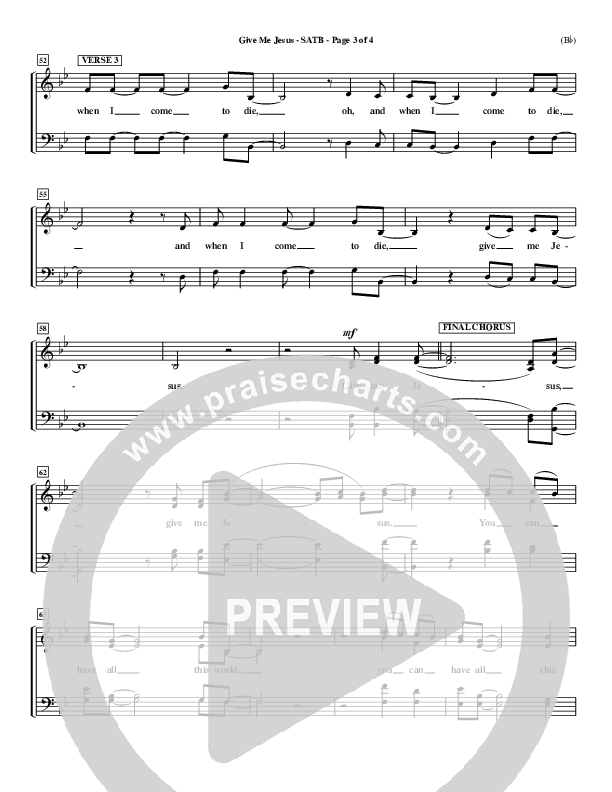 Give Me Jesus Piano/Vocal (SATB) (Fernando Ortega)