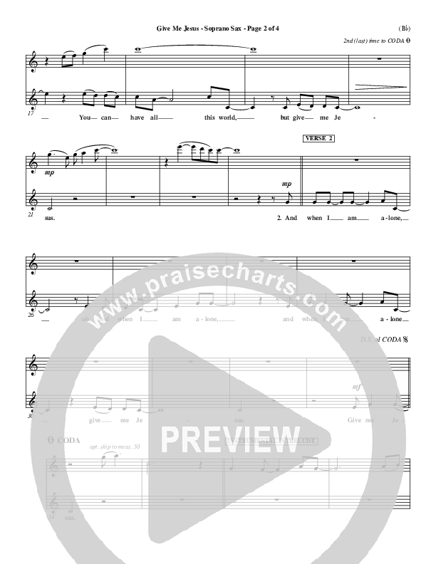 Give Me Jesus Soprano Sax (Fernando Ortega)