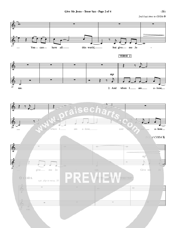 Give Me Jesus Tenor Sax 2 (Fernando Ortega)