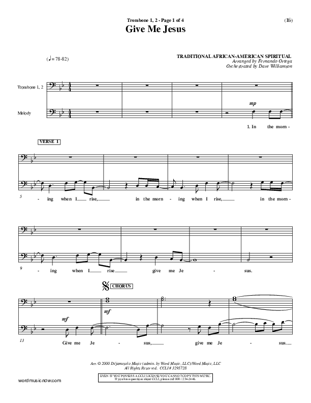 Give Me Jesus Trombone 1 (Fernando Ortega)