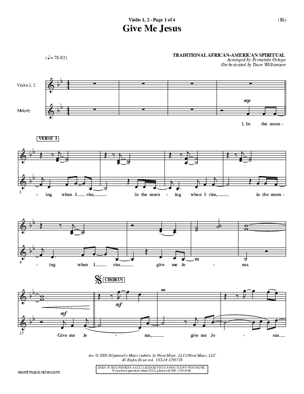 Give Me Jesus Violin 1 (Fernando Ortega)