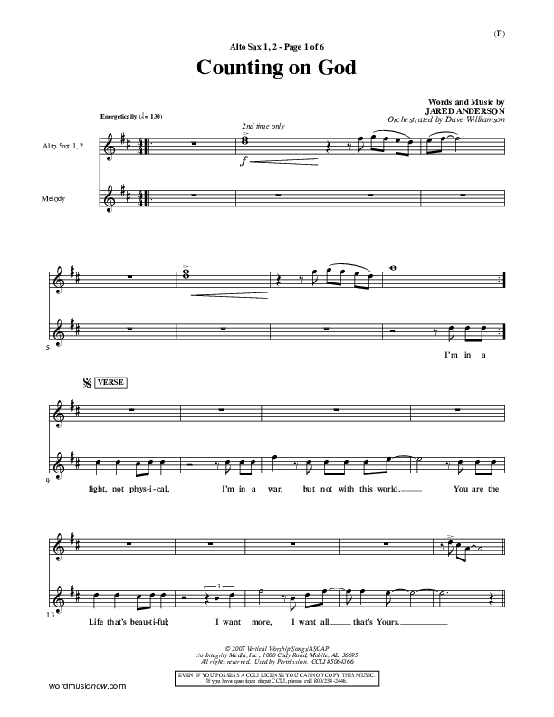 Counting on God Alto Sax 1/2 (Jared Anderson)