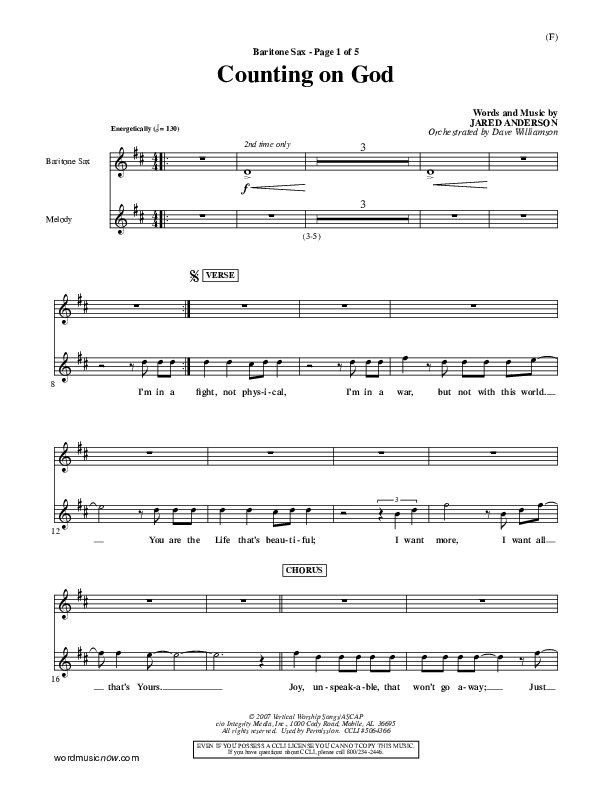 Counting on God Bari Sax (Jared Anderson)