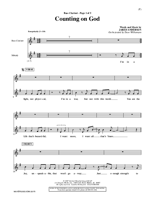 Counting on God Bass Clarinet (Jared Anderson)