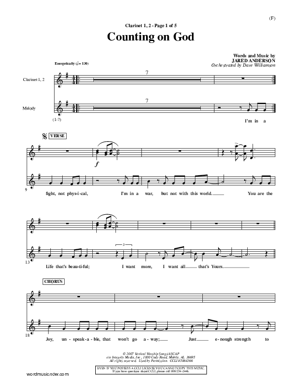 Counting on God Clarinet 1/2 (Jared Anderson)