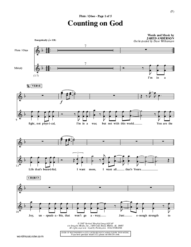 Counting on God Flute/Oboe (Jared Anderson)