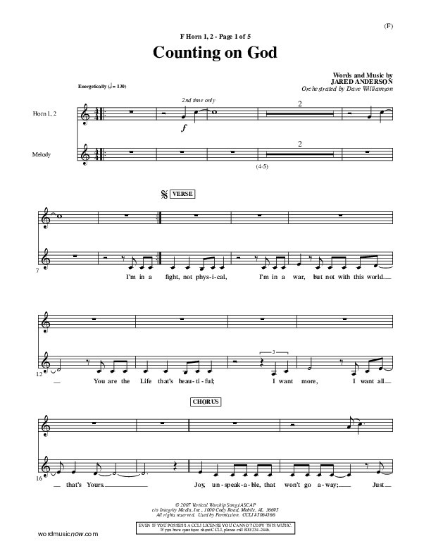 Counting on God French Horn 1/2 (Jared Anderson)
