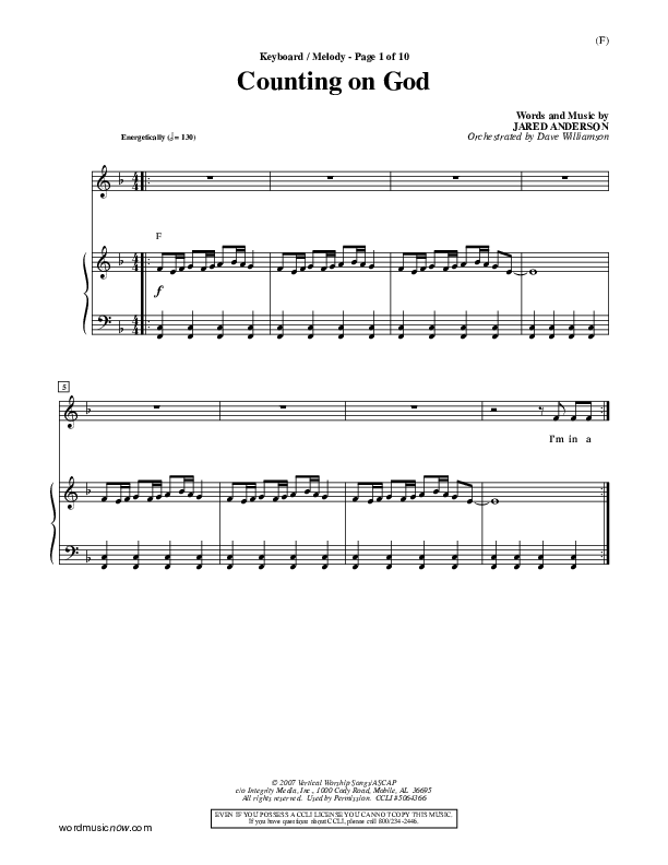 Counting on God Piano/Vocal (Jared Anderson)