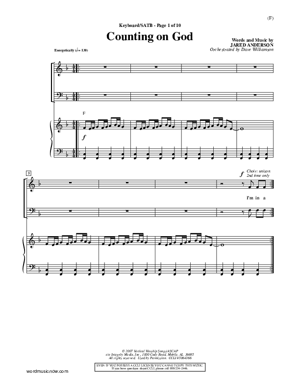 Counting on God Lead Sheet (Jared Anderson)