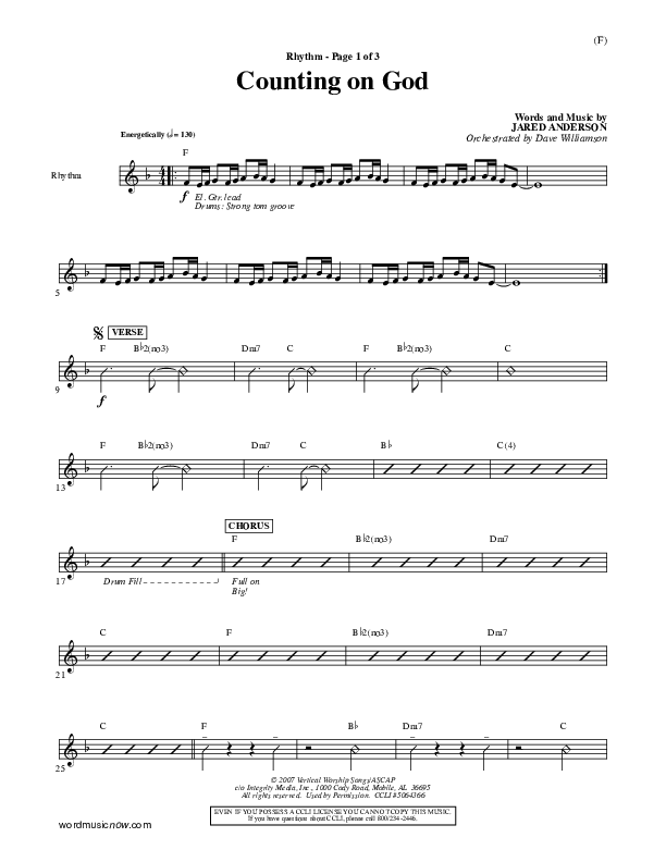 Counting on God Rhythm Chart (Jared Anderson)