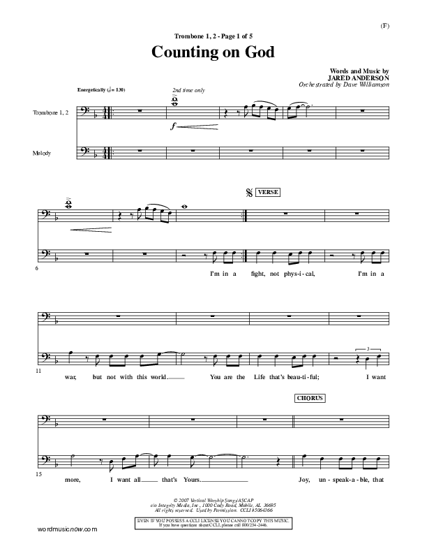 Counting on God Trombone 1/2 (Jared Anderson)