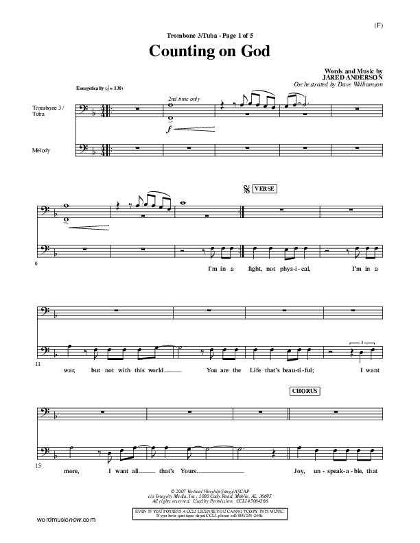 Counting on God Trombone 3/Tuba (Jared Anderson)