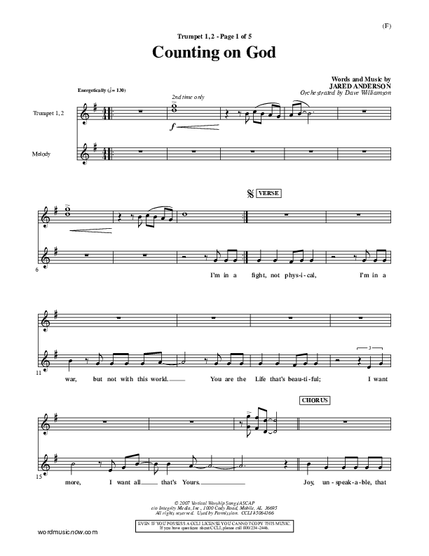 Counting on God Trumpet 1,2 (Jared Anderson)