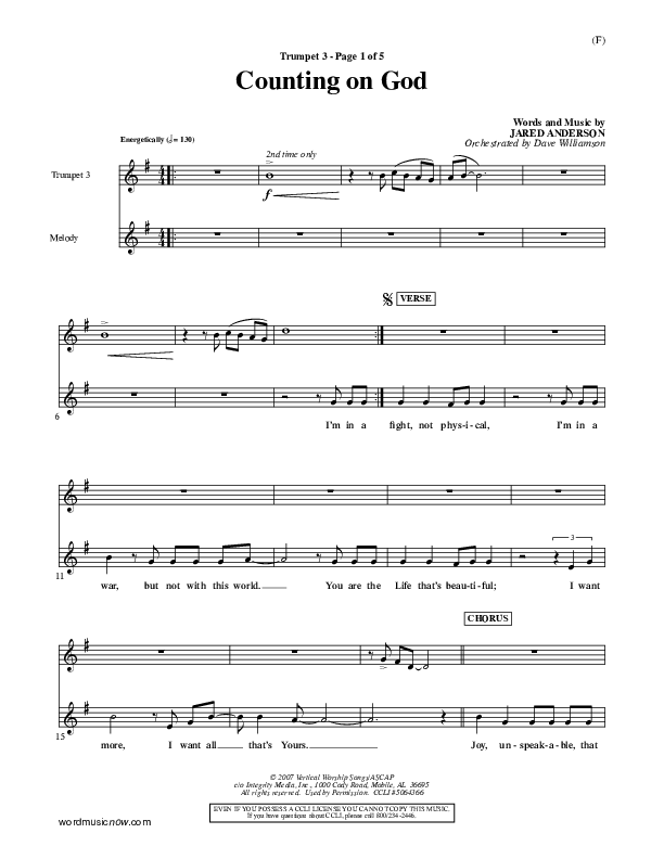 Counting on God Trumpet 3 (Jared Anderson)