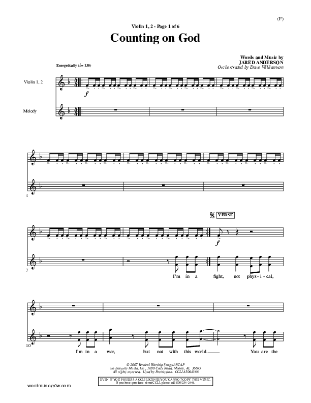 Counting on God Violin 1/2 (Jared Anderson)