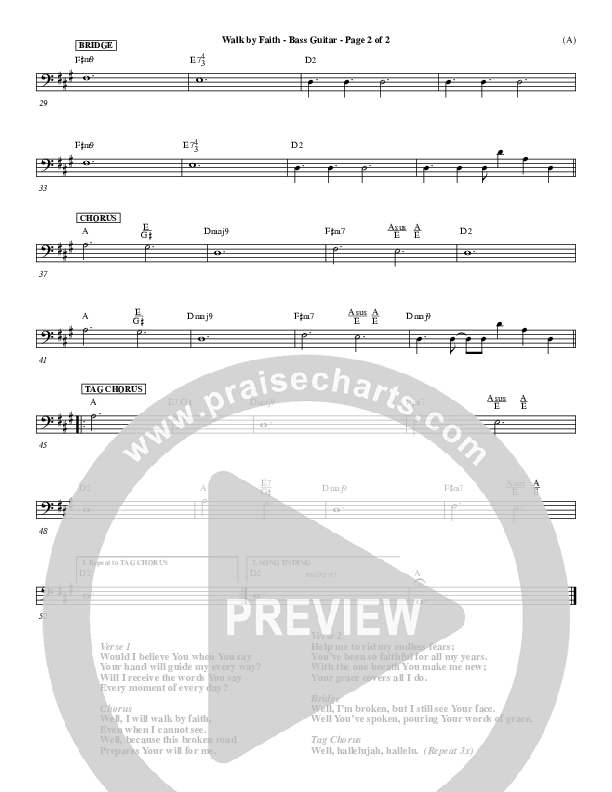 Walk By Faith Bass Guitar (Jeremy Camp)