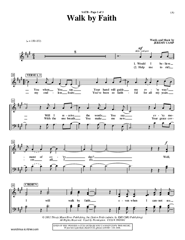 Walk By Faith Choir Vocals (SATB) (Jeremy Camp)