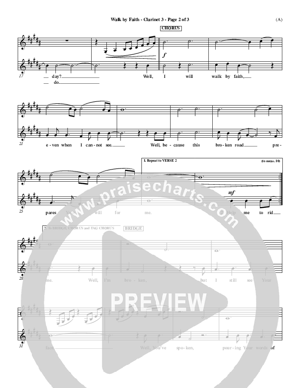 Walk By Faith Clarinet 3 (Jeremy Camp)