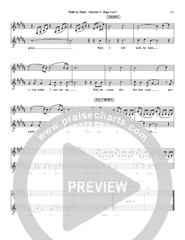 Walk By Faith Clarinet 3 (Jeremy Camp)