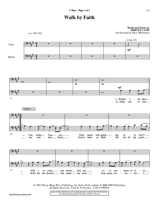 Walk By Faith Contrabass (Jeremy Camp)