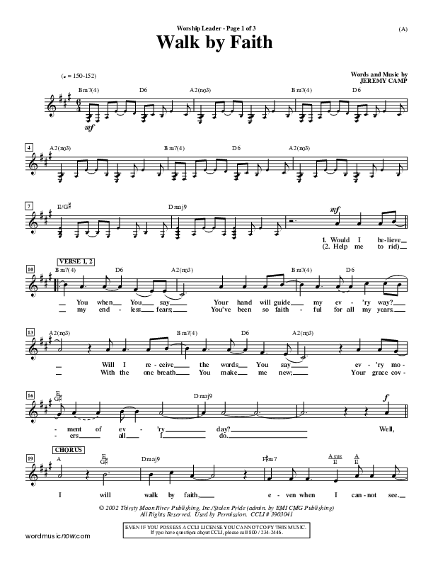 Walk By Faith Lead Sheet (Jeremy Camp)