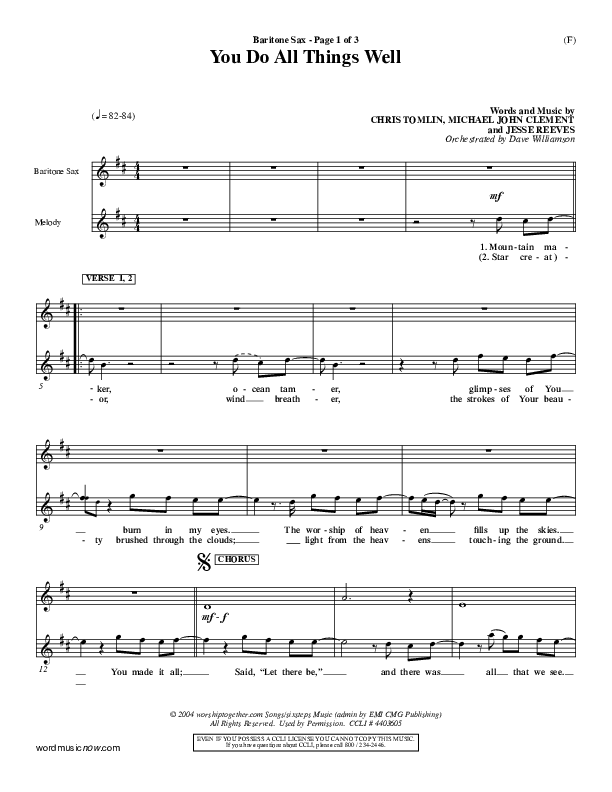 You Do All Things Well Bari Sax (Chris Tomlin)