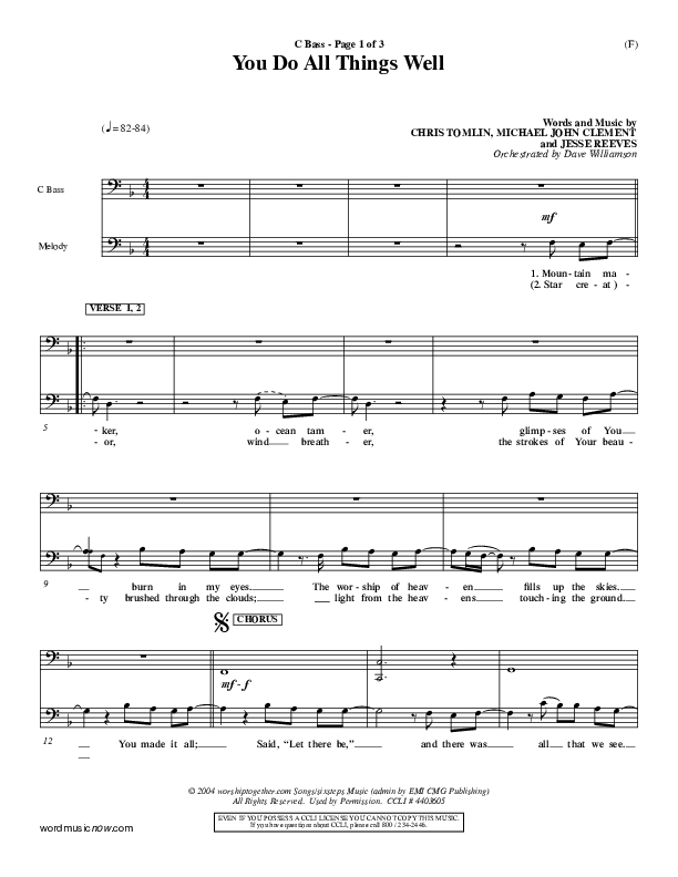 You Do All Things Well Contrabass (Chris Tomlin)