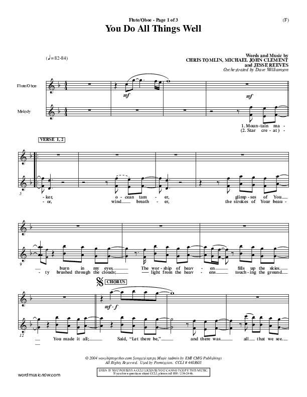 You Do All Things Well Flute/Oboe (Chris Tomlin)