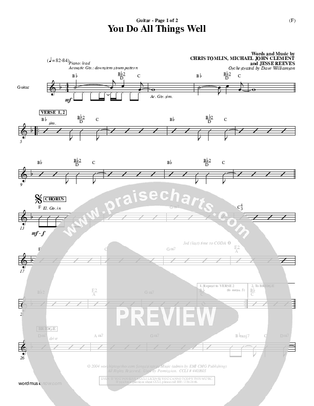 You Do All Things Well Guitar (Chris Tomlin)