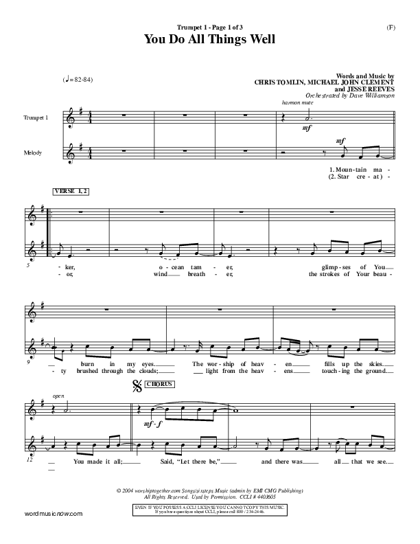 You Do All Things Well Trumpet 1 (Chris Tomlin)