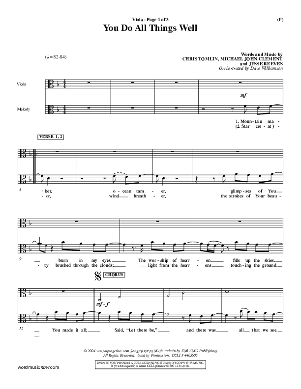 You Do All Things Well Viola (Chris Tomlin)