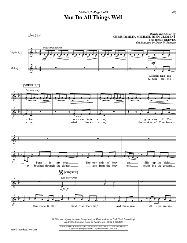 You Do All Things Well Violin 1/2 (Chris Tomlin)