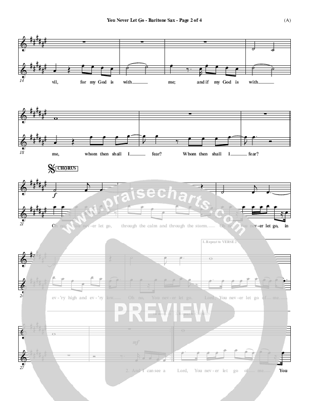 You Never Let Go Bari Sax (Matt Redman)