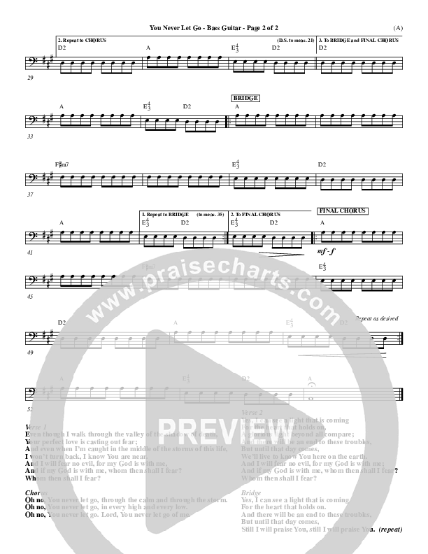 You Never Let Go Bass Guitar (Matt Redman)