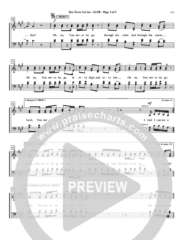 You Never Let Go Choir Vocals (SATB) (Matt Redman)