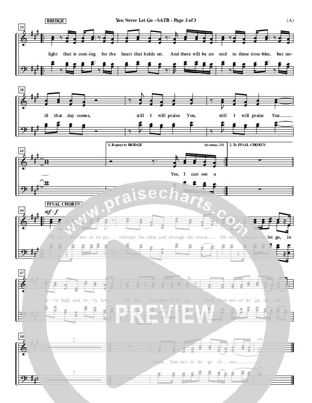 You Never Let Go Choir Vocals (SATB) (Matt Redman)