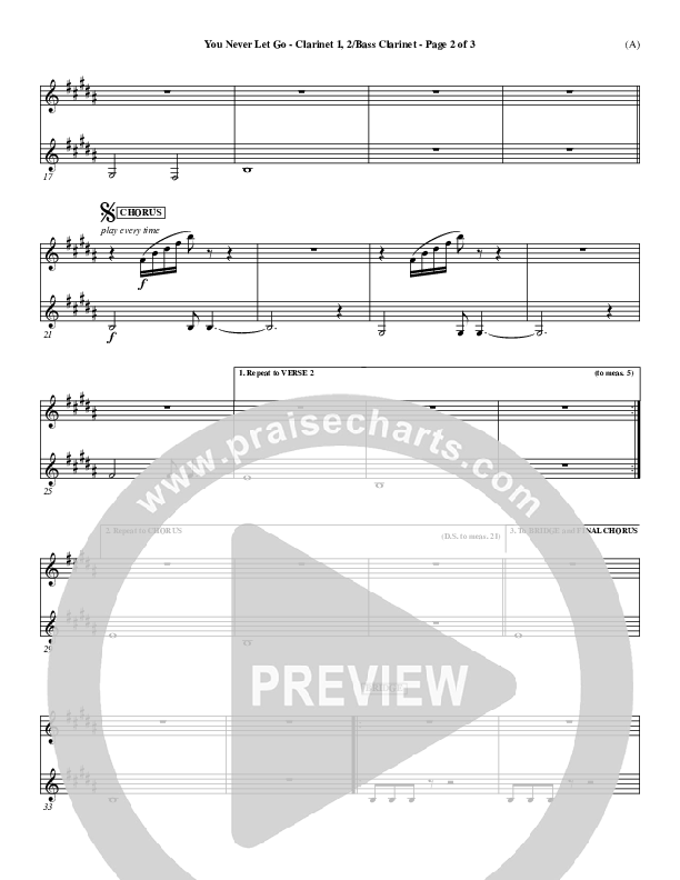 You Never Let Go Clarinet 1/2, Bass Clarinet (Matt Redman)