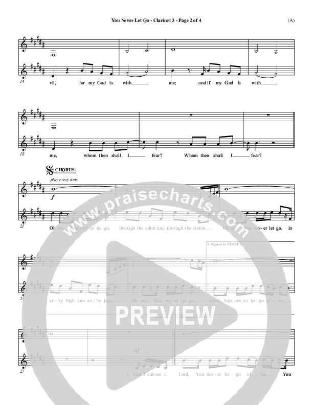 You Never Let Go Clarinet 3 (Matt Redman)