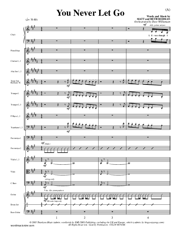 You Never Let Go Conductor's Score (Matt Redman)