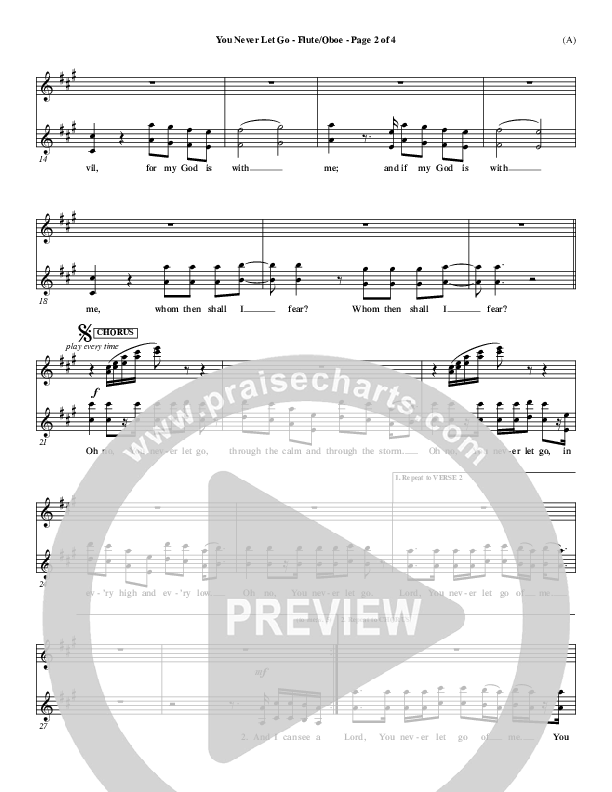 You Never Let Go Flute/Oboe (Matt Redman)