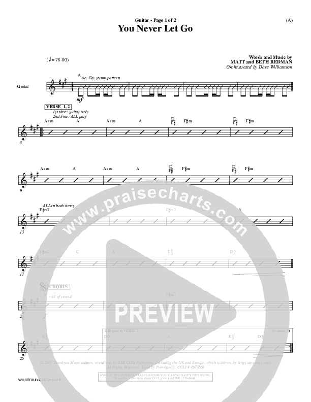 You Never Let Go Guitar (Matt Redman)